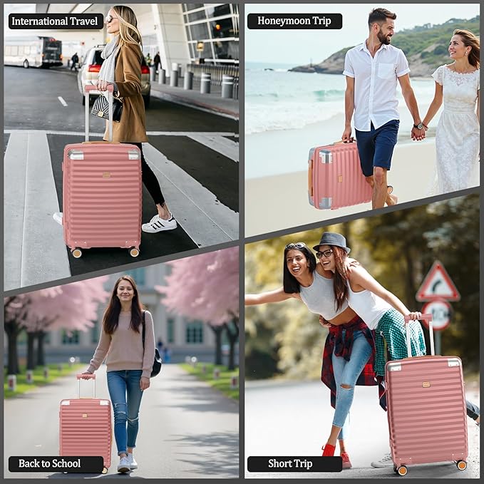 Joyway Carry On Luggage, 20 IN Suitcase Hardside Checked with TSA Lock (Rose Gold, 20'')