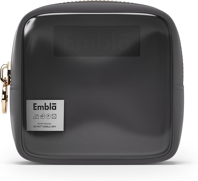 Embla London Makeup Bag Cosmetic Case, Clear Zipper Make Up Pouch and Toiletry Travel Tote, Cute Skincare Pouches for Women Girls, Preppy Purse Cosmetic Organizer, Mini Makeup Bags, Grey