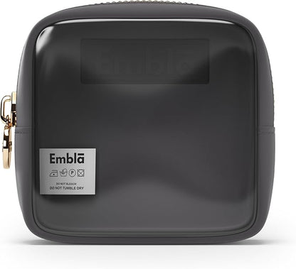 Embla London Makeup Bag Cosmetic Case, Clear Zipper Make Up Pouch and Toiletry Travel Tote, Cute Skincare Pouches for Women Girls, Preppy Purse Cosmetic Organizer, Mini Makeup Bags, Grey