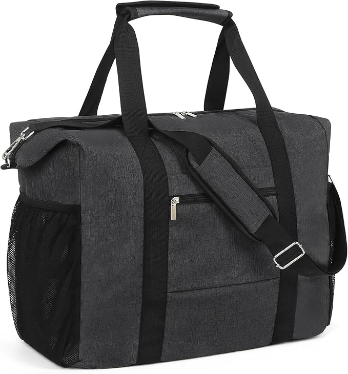 Travel Duffel Bag for Women Men,Sports Tote Gym Bag With Wet Pocke,Foldable Carry on Luggage Bag,Black