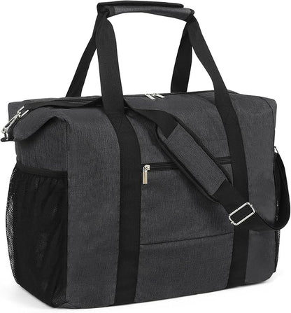 Travel Duffel Bag for Women Men,Sports Tote Gym Bag With Wet Pocke,Foldable Carry on Luggage Bag,Black
