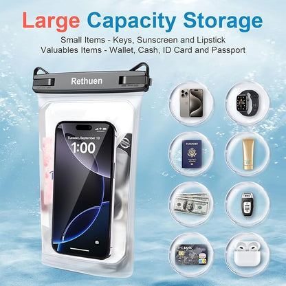 Large Floating Waterproof Phone Pouch, 2Pack Cell Phone Dry Bag for iPhone 17 16 15 14 13 Pro Max Galaxy S24 S23 S22 All Phones, Float Water Proof Bag for Beach Water Park (Frosted + Frosted)