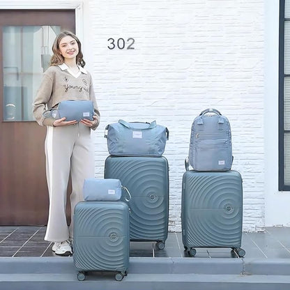 LARVENDER Luggage Sets 5 Piece, PP Hardshell Suitcase Set, Carry on Luggage Set, Expandable Travel Luggage Set with TSA Lock, Large Suitcase with Spinner Wheels for Women Men(GREY/20/24/28/DB/TB)