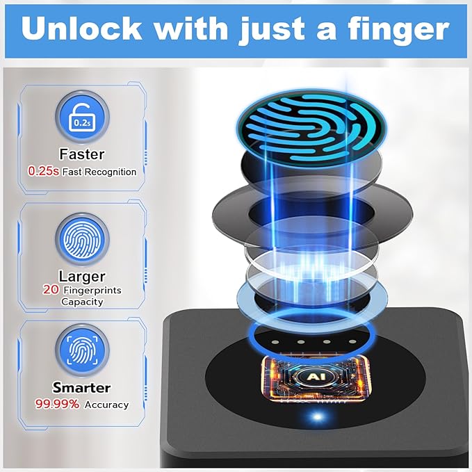 Gym Locker Padlock eLinkSmart Fingerprint Mobile APP Unlock Remote Management Outdoor Waterproof Keyless Biometric Padlock for Gym Luggage Bags Locker Storage Tool Box Gun Case Footlocker Black