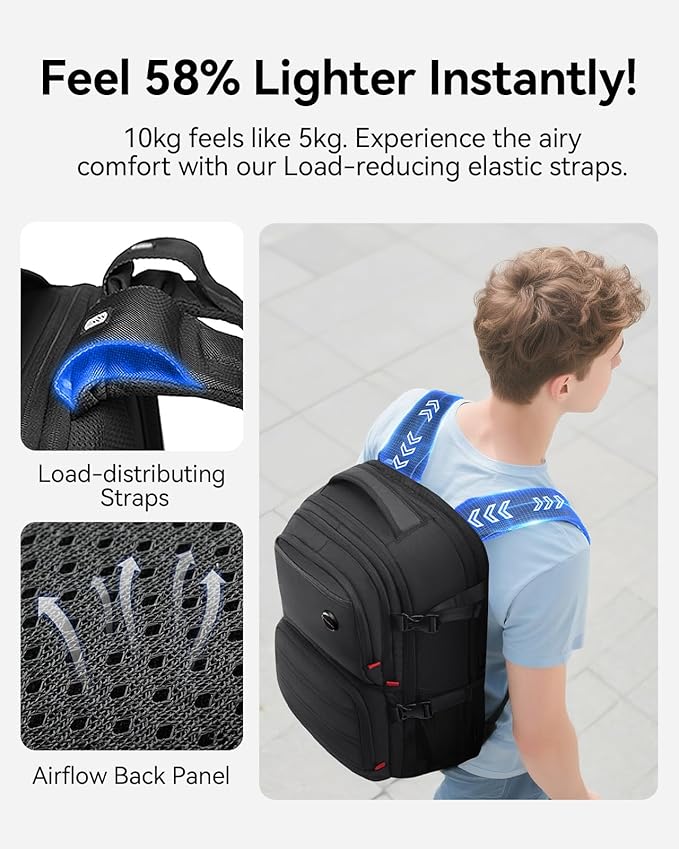 CROSSGEAR Travel Backpack, 30-40L Expandable, 17.3 Inch Large Travel Laptop Backpack, TSA-Friendly Carry On Luggage Airline Approved, Multi-Pocket, Water Resistant Casual Daypack for Men