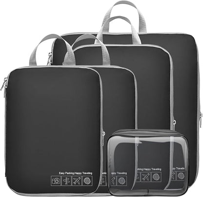 Cambond Compression Packing Cubes for Travel Women - Expandable Travel Bags Luggage Organizers Travel Essentials Compression Cubes for Travel Carry on Suitcases Organizer