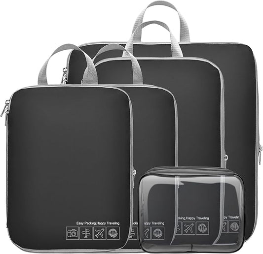 Cambond Compression Packing Cubes for Travel Women - Expandable Travel Bags Luggage Organizers Travel Essentials Compression Cubes for Travel Carry on Suitcases Organizer