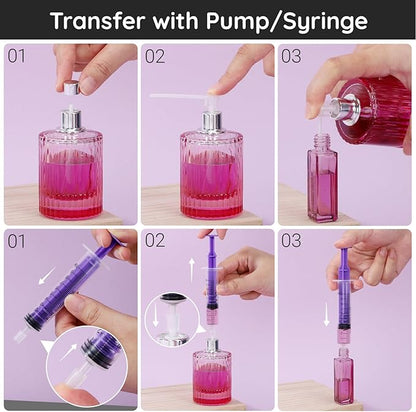 Segbeauty 8pcs 0.34oz Perfume Decanter Kit Dispenser with Extractor for Perfumes Transfer, 10ml Perfume Refill Tool Kit, Plastic Purple Decanters for Perfumes Refillable Colognes Making Set Tool