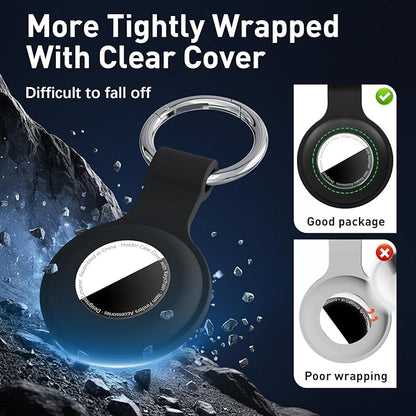[4 Pack] Waterproof Case for AirTag with Ultra-Clear Front Cover, Shockproof Silicone Holder Keychain for Apple for AirTags, Full Body Protector for Keys, Backpack, Luggage