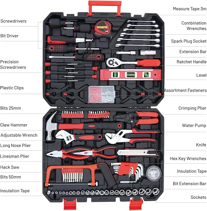 237 Piece Tools Set Professional All-in-One Home Tool Kit with Plastic Toolbox for College, General Household and Repair Set