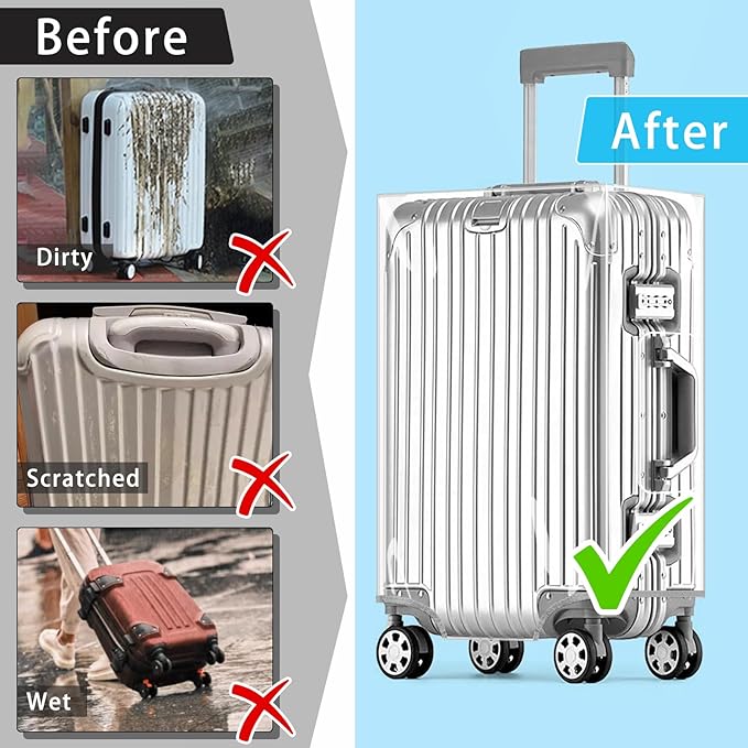 Yotako Clear PVC Suitcase Cover Tough Protector, 32 Inch Luggage Covers for Wheeled Suitcase 32" Gift