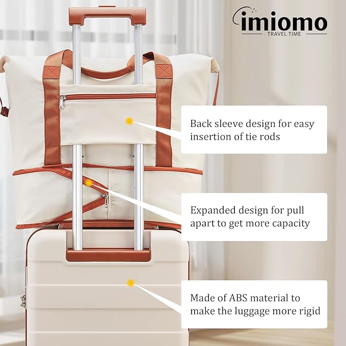 imiomo Luggage Sets 2 Piece Check and Large,Hardside Suitcase with Spinner Wheels, Lightweight Rolling Travel Luggage with TSA Lock (White, 4PCS)