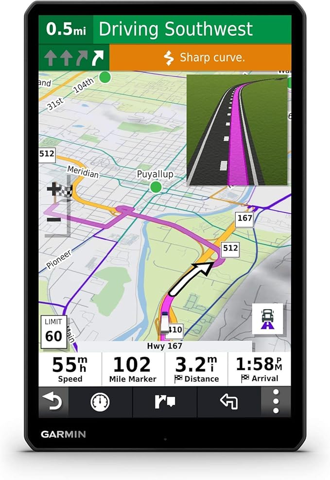 Garmin dēzl OTR1000 (Renewed), 10-inch GPS Truck Navigator, Easy-to-read Touchscreen Display, Custom Truck Routing and Load-to-dock Guidance