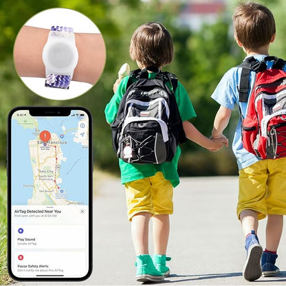Vanjua Wristband for Apple AirTag, Protective Case Compatible with Air Tag GPS Tracker Holder with Braided Bracelet, Adjustable Anti Lost Watch Band for Toddler Child Elder (Colorful Blue+C Violet)