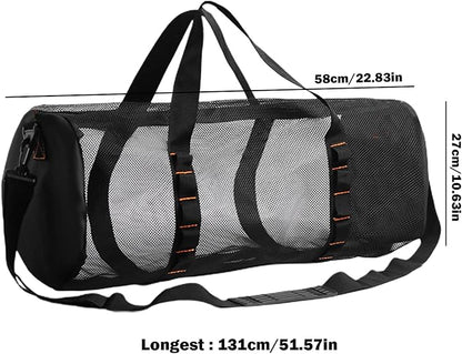 Mesh Gym Bag -Mesh Duffle Bags, Multifunctional Cylindrical Bag With Adjustable Strap, Portable Snorkeling Equipment Carry | Large Capacity Gym Bags, Snorkel Gear With Inside Hook For Travel