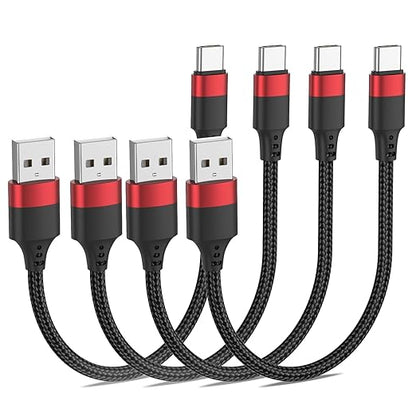 6 inch USB C Cable, Short USB to USB C Cable 4 Pack Braided USB Type C Charging Cable 0.5 FT Short USB C Cord for iPhone 16 15 Pro Max, Samsung Galaxy S24 S23 A35, Google Pixel 9, Moto G, Carplay