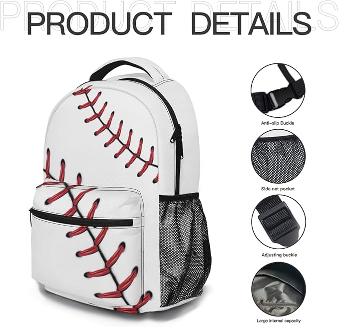 American Flag Baseball Print Backpack, Laptop Backpack with Multiple Pockets for Adult Hiking Travel Work 17 Inch