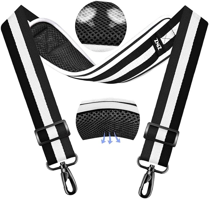 ZINZ 79.5" Universal Bag Strap with Ultra-Thick Fixed Breathable Pad Adjustable Heavy-Duty Shoulder Strap for Laptop Bag Crossbody Luggage Gym Bag Camera Bag and More -TW01B03