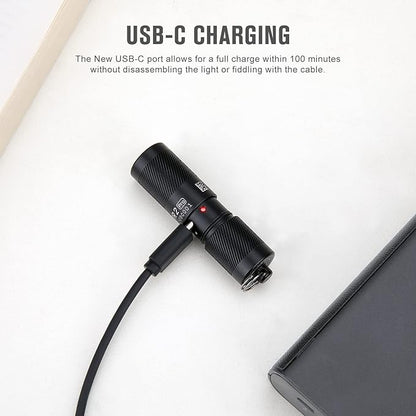 OLIGHT I1R 2 Pro Eos 180 Lumens EDC Rechargeable Keychain Flashlight, Powered by Built-in Rechargeable Battery with Type-C USB Cable, Slim Mini Handheld Light for Everyday Carry (Black)
