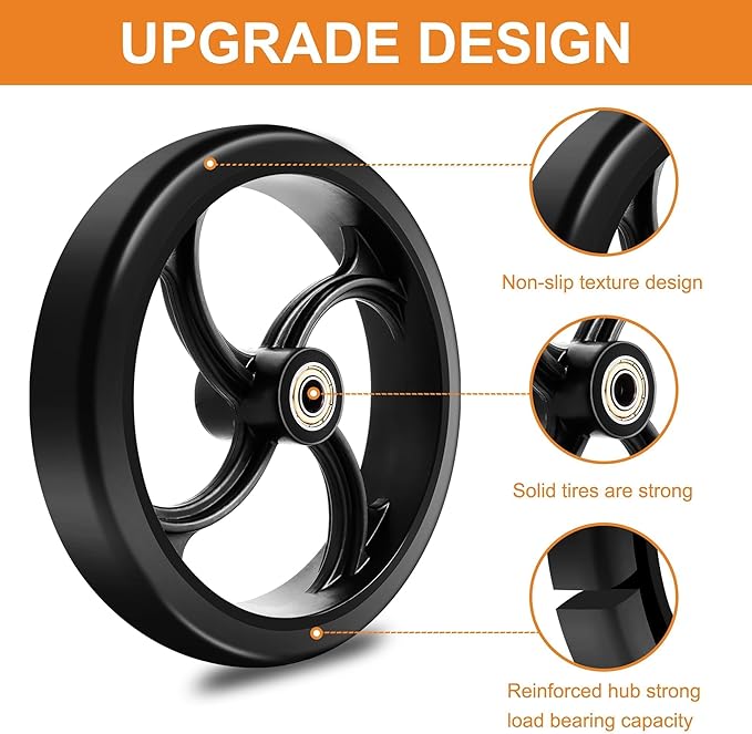2 PCS 7-Inch Walker Replacement Wheelchair Wheels - Eco-Friendly Rubber Material, Wear-Resistant PU Tires, Anti-Slip, Durable ABS Wheels (7-Inch 2 PCS)