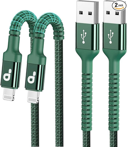 iPhone Charger Cable 2Pack 6FT, [Apple MFi Certified] Lightning Cable, iPhone Fast Charging Cord Extra Durable USB A to Lightning Cable Compatible with iPhone 14 13 12 11 Pro Max and More (Green)