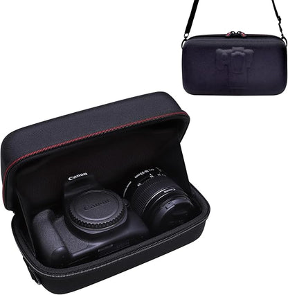Hard Case for Canon EOS Rebel T7 / R50 / R6 Mark II / T6 / R100 / R50 V / R8 / R10 / R5 Mark II/RP / 5D Mark IV / R7 DSLR Camera and 18-55mm/18-45mm Lens,with Shoulder Strap, Black