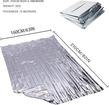 Emergency Foil Thermal Blanket (Pack of 50), 210 x 160 cm (82" x 63") Emergency shelter Survival Reflective Blankets Perfect for Outdoors, Hiking, Survival, Marathons or First Aid