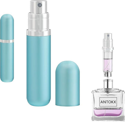 Travel Perfume Atomizer Refillable Bottle - 5ML Leakproof Luxury Travel Perfume Atomizer, Refillable Perfume Spray Bottle for Women (Light Blue)