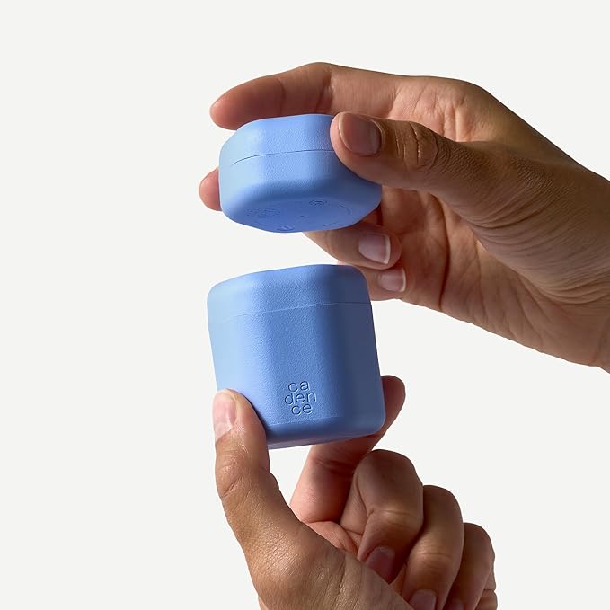 Cadence Travel Containers - 2 Piece Body Care Capsule Set - Magnetic Containers w/ Lids - Carry On Travel Essentials for Women/Men - 1 Small & 1 Medium Capsule - Body Wash & Lotion Labels - Eucalyptus