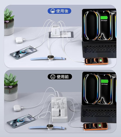 [2-Pack] USB C Wall Charger,60W 5-Port PD Fast USB C Charging Block,2USB C+3USB A Multiport Plug,Type C Power Adapter Brick Cube for iPhone 17/16/15/14/13/12/Pro Max/XS,iPad,for Switch,Samsung,Ultra 2