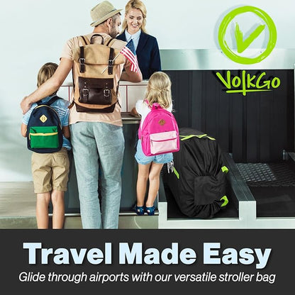 V VOLKGO Large Stroller Bag for Airplane, Large Cover for Airtravel, Jogger & Umbrella Stroller Cover for Travel - Fits Wide, Gate Check Bag, Heavy Duty Durable Infant carrier covers for Air Travel