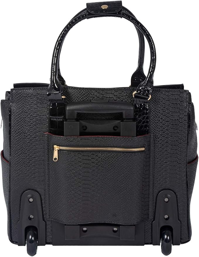 JKM & Company Rolling Laptop Bag for Women | Designer Wheeled Briefcase | Fits 13-17" Laptops | Office Travel Computer Case