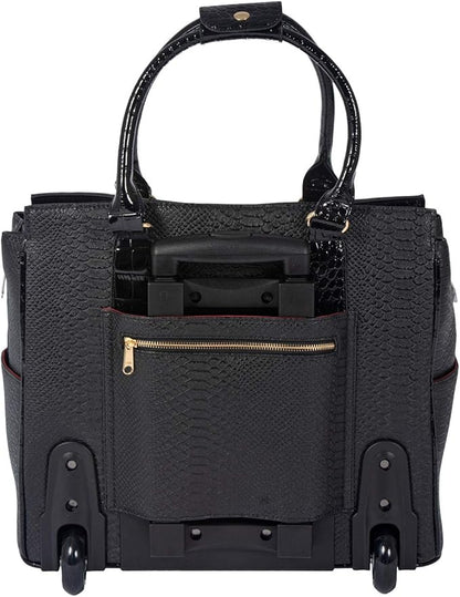 JKM & Company Rolling Laptop Bag for Women | Designer Wheeled Briefcase | Fits 13-17" Laptops | Office Travel Computer Case