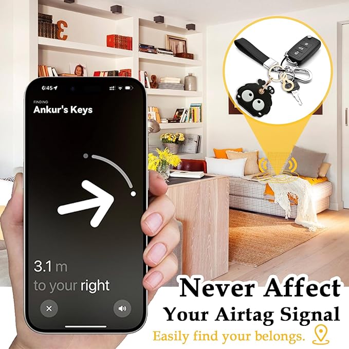 Leather Keychain for Airtag, Cute Protective Keychain Holder Compatible with Apple Air Tag,GPS Item Tracker Case Cover for Keys,Bags,Pets,Luggage(Briquette)