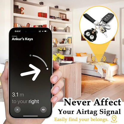 Leather Keychain for Airtag, Cute Protective Keychain Holder Compatible with Apple Air Tag,GPS Item Tracker Case Cover for Keys,Bags,Pets,Luggage(Briquette)