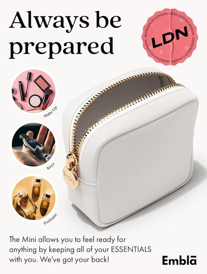 Makeup Bag Travel Cosmetics Pouch and Toiletry Bag, Nylon Zipper Pouch Purse, Cute Make Up Organizer Storage Tote for Women Girls, Waterproof Travel Skincare Case, Small Makeup Bags, White