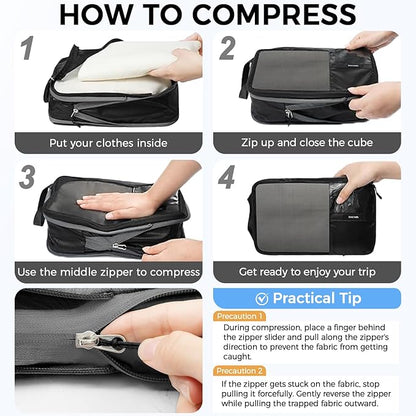 BAGAIL 6 Set Ultralight Compression Packing Cubes Packing Organizer for Travel Accessories Luggage Suitcase Backpack