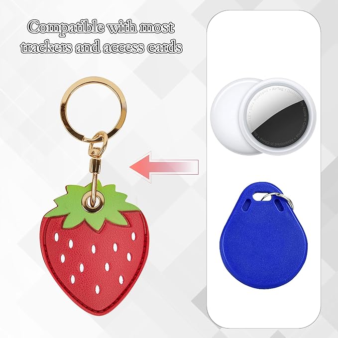 Leather Keychain Case Holder Compatible with Apple AirTag, GPS Airtag Keychain Finder Tracker with Key Ring, Anti-Scratch Protective Air Tag Cover