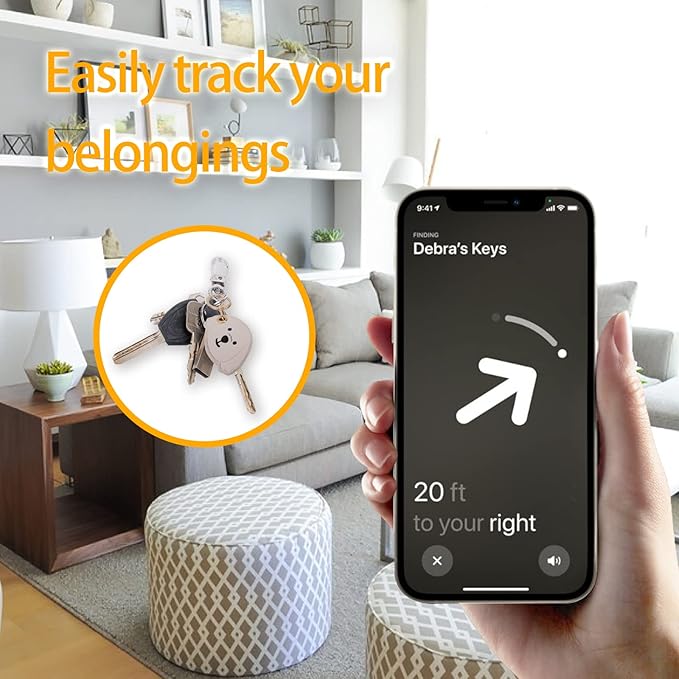 Leather Keychain Case Holder Compatible with Apple AirTag, GPS Airtag Keychain Finder Tracker with Key Ring, Anti-Scratch Protective Air Tag Cover