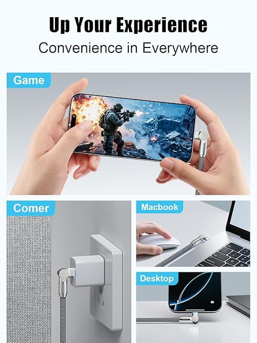 240W USB C to USB C Cable 10FT,180°Rotation Long USB C Cable Fast Charging, USB 2.0 Nylon Braided Type C Charger Cord for iPhone 17/16/15,MacBook,iPad ﻿