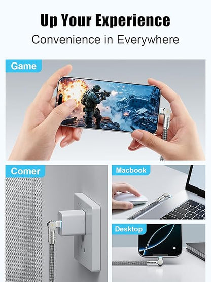 240W USB C to USB C Cable 10FT,180°Rotation Long USB C Cable Fast Charging, USB 2.0 Nylon Braided Type C Charger Cord for iPhone 17/16/15,MacBook,iPad ﻿