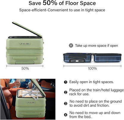 Hanke Hardside Expandable Checked Luggage, 24 Inch Top Opening Trunk Luggages with Spinner Wheels, All-PC Hard Shell Suitcase, Lightweight TSA Checked-Medium(Bamboo Green, 83L)
