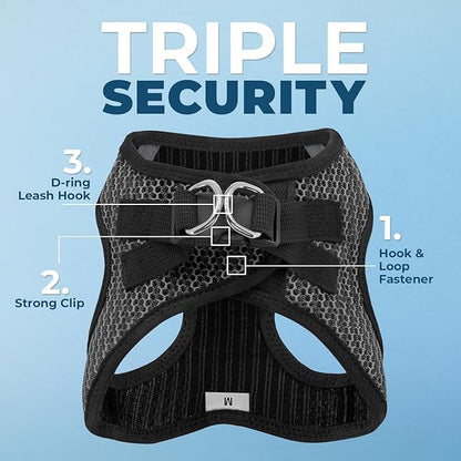 Voyager Step-in Air All Weather Mesh Harness and Reflective Dog 5 ft Leash Combo with Neoprene Handle, for Small, Medium and Large Breed Puppies by Best Pet Supplies - Gray (2-Tone), XS