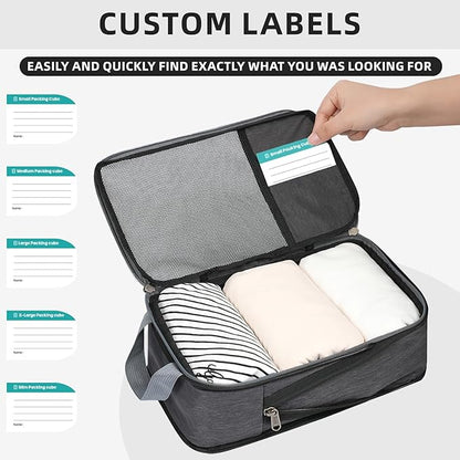 BAGAIL 6 Set Lightweight Compression Packing Cubes with Packing List, Anti-Tearing Expandable Organizer Bags for Travel, Dark Grey