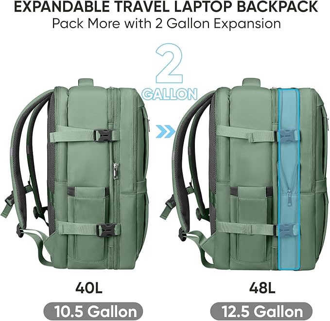BALEINE Travel Backpack for Women Men, Large Sturdy Carry On Laptop Backpack Gifts for Business, Casual, Weekender, Hiking (XL, Olive Green)