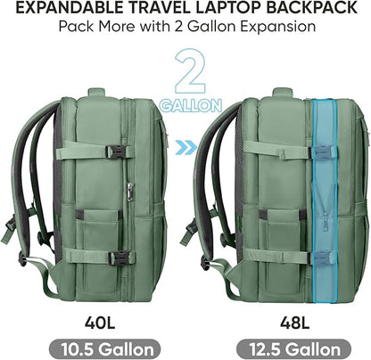 BALEINE Travel Backpack for Women Men, Large Sturdy Carry On Laptop Backpack Gifts for Business, Casual, Weekender, Hiking (XL, Olive Green)