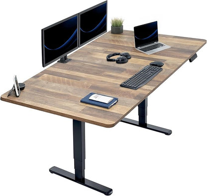 VIVO Electric 71 x 36 in Dual Motor Sit Stand Desk, Memory Height Adjustment, 2B Series, Reclaimed Wood Top Black Frame, DESK-KIT-2B7P-36