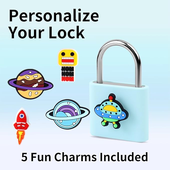 UMIKSMART Biometric Smart Lock, Keyless Fingerprint Padlock with USB Charging,Smart Padlock Gift for Students, Gym Lockers, School Lockers, Luggage, Storage Boxes, Fences, Backpacks, Cosmic Blue Set