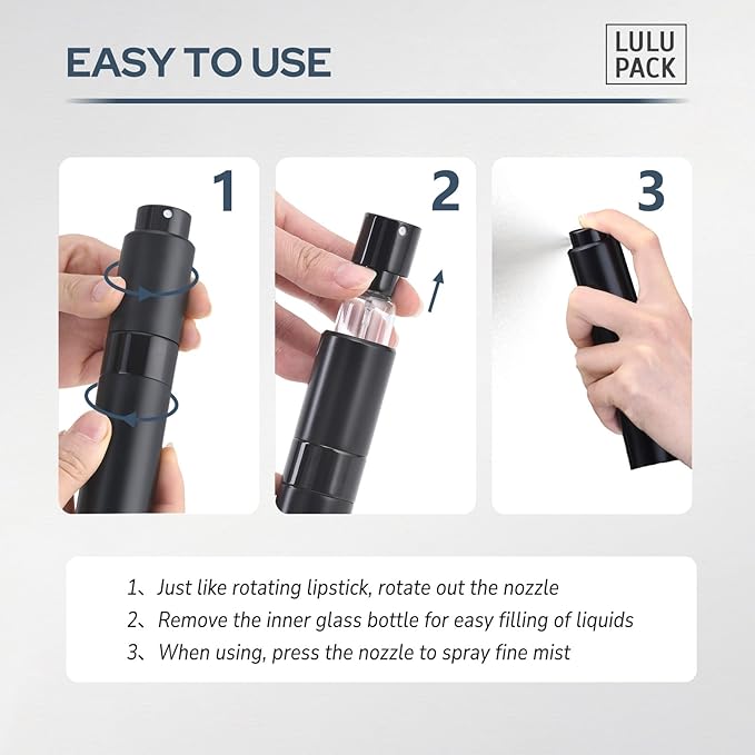 Perfume Atomizer Refillable Travel Bottle: Cologne Portable Sprayer for Men - Mini Spray Empty for Refill - 1oz Large Size Gold