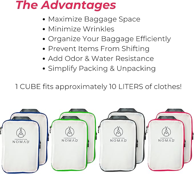 Generation Nomad Compression Packing Cubes for Travel | Best Compression Packing Cubes | Set of 2 PINK